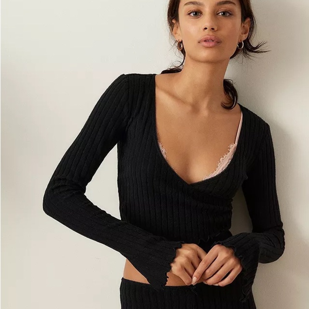 Urban Outfitters Ribbed Wrap Top